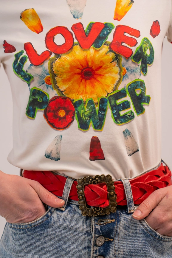 Футболка “Love&Flower power” (белая) фото 4