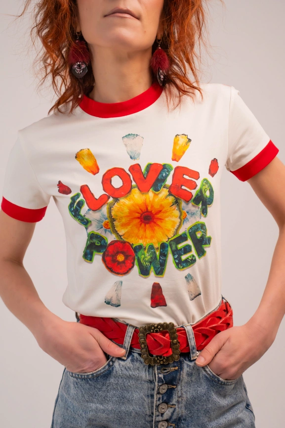 Футболка “Love&Flower power” (белая) фото 3